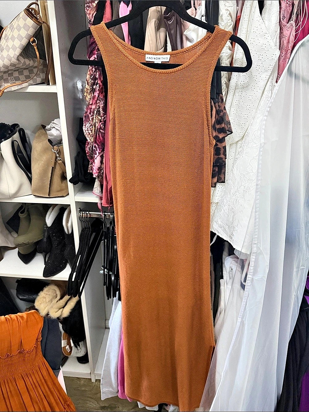 And Now This Knit Maxi Dress in Brown Size Medium Like New
